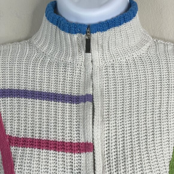 Vintage Womens Chunky Apres Ski Quarter Zip Crop Sweater Small Hipster Snowboard - Picture 3 of 11